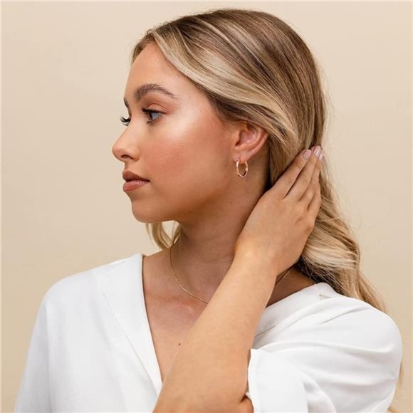 14K Gold Plated Earrings Lightweight Hoops 20mm/30mm Gold Hoop - Picture 2 of 5